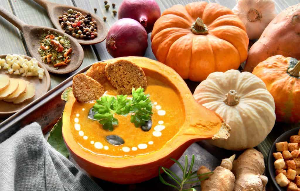 Squash soup with spices to boost energy in winter