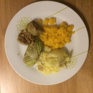 vegetarian haggis parcels made with Savoy cabbage