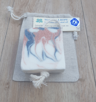 Jacquie's Soaps sea salt and lavender soap-on-roap
